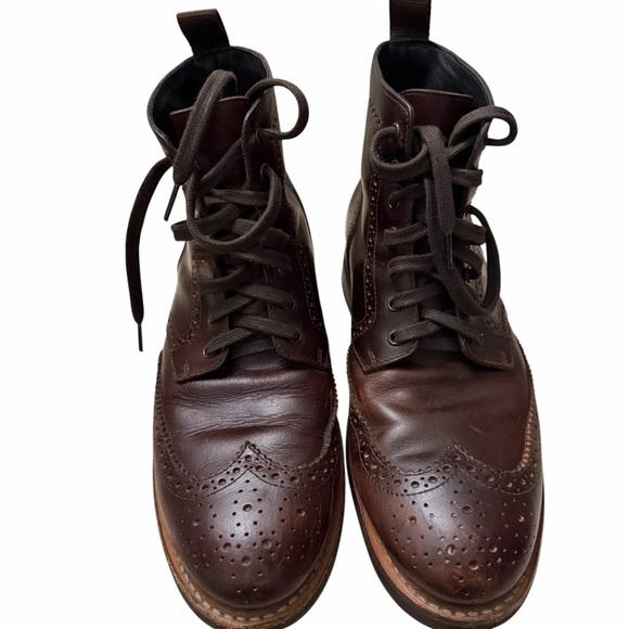 Thursday Boot Company Men\'s Dark Brown Leather Chukka Brogue Boots, pre-owned main image 11